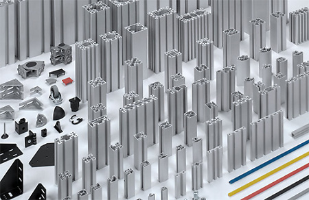 Über 100 verschiedene Grössen von Aluminiumprofilen zum Download als CAD File